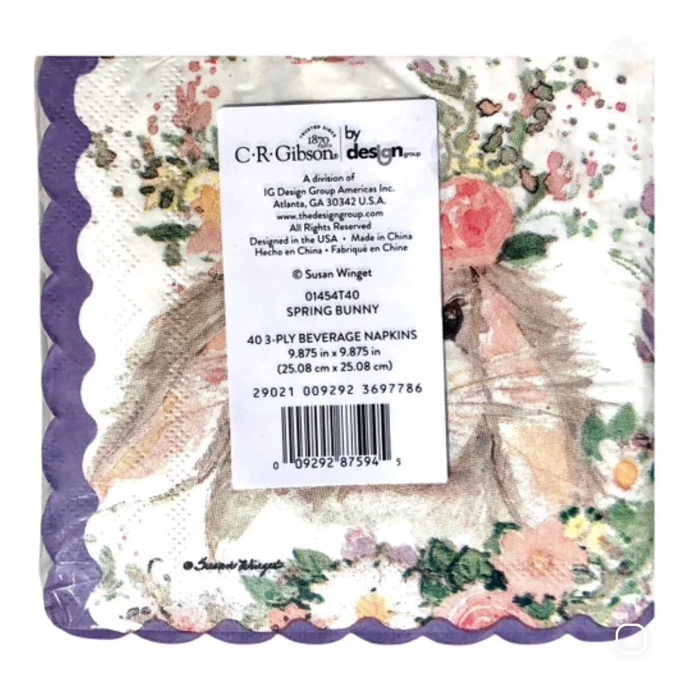 Scalloped Spring Bunny Party Tableware Set (Napkins + Plates)